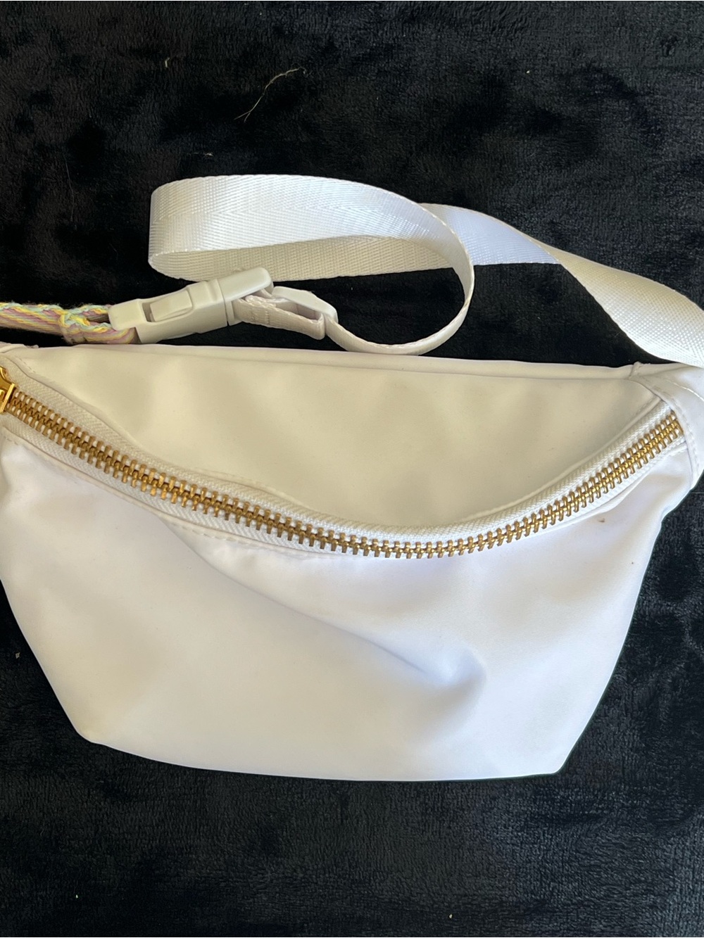 Stoney Clover Lane White Crossbody Belt Bag with Gold Zipper